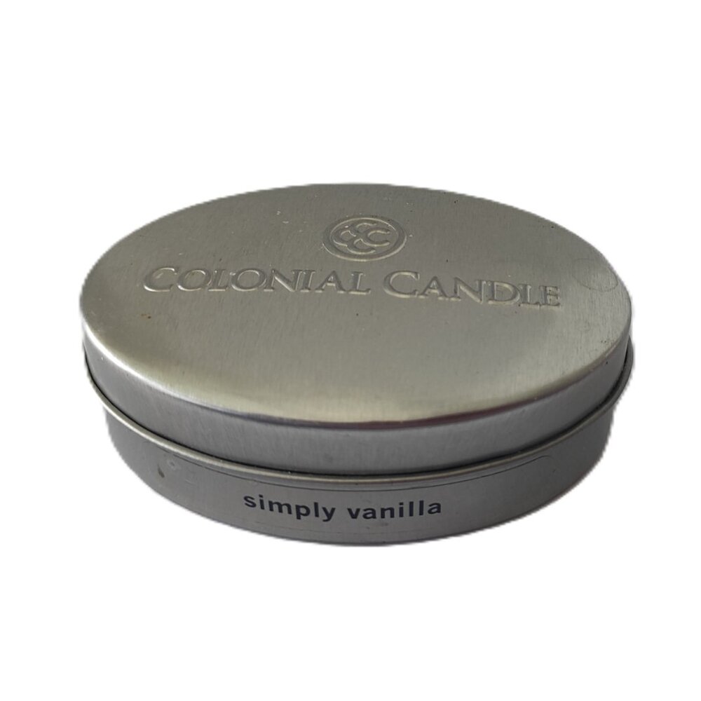 Colonial Candle Simply Vanilla Small Double Wick Candle in Tin Container New NWT